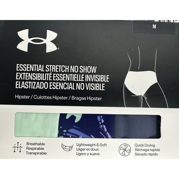 Under Armour Essential 4-Way Stretch No Show 3-Pack Hipster Panty Blue Size L NW - Picture 5 of 16